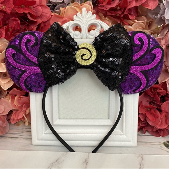 Minnie Mouse Ursula Little Mermaid Headband & Bow - Picture 2 of 12